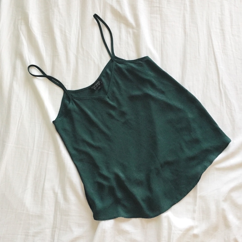 Green Topshop Spag Strap / Tank Top / Camisole